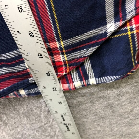 J. Crew Flannel Shirt Mens M Red Blue Tartan Plaid Long Sleeve Cotton Regular - Picture 8 of 8